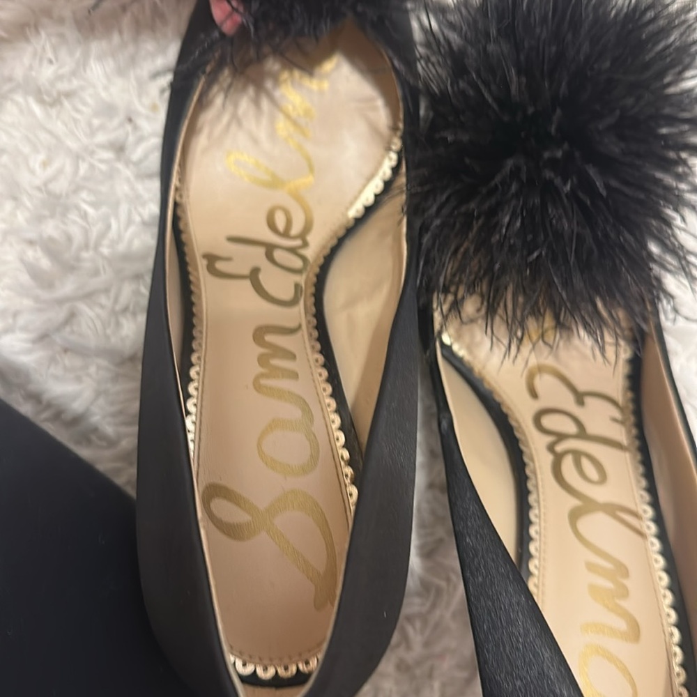 Sam Edelman Black Feather Embellished Heels - Picture 6 of 7